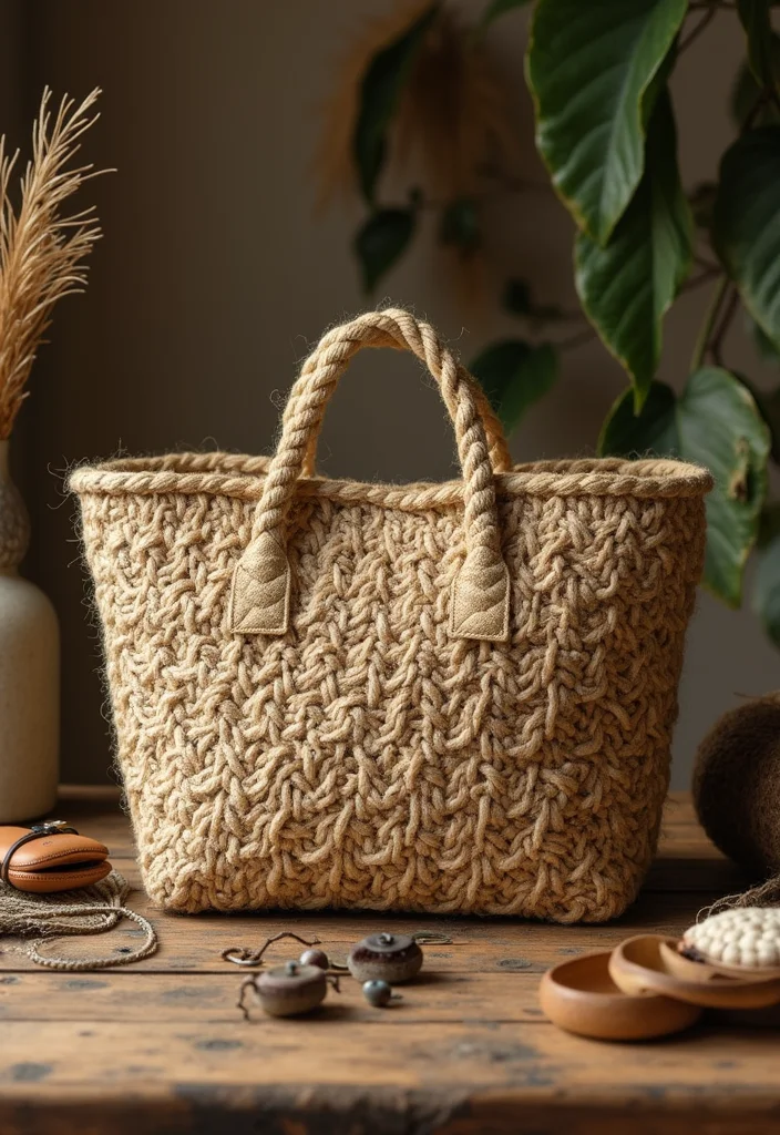 Jute Rope Crafts Home Decor: A Natural Guide with 17 Rustic Crafting Inspirations - 9. Jute Rope Bag or Purse