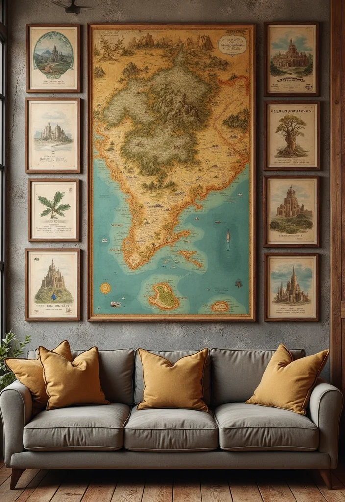 Lord of the Rings Home Decor: A Fantasy-Themed Guide with 20 Enchanted Styling Inspirations - 3. Middle-earth Map Wall Art