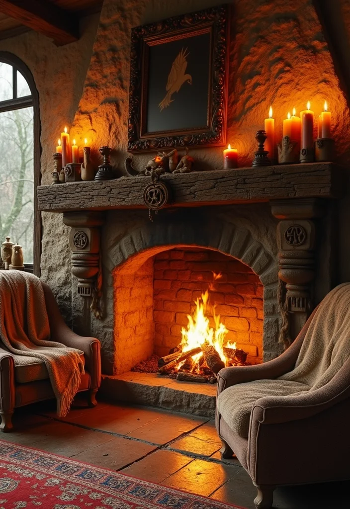 Lord of the Rings Home Decor: A Fantasy-Themed Guide with 20 Enchanted Styling Inspirations - 6. Cozy Fireplace Area