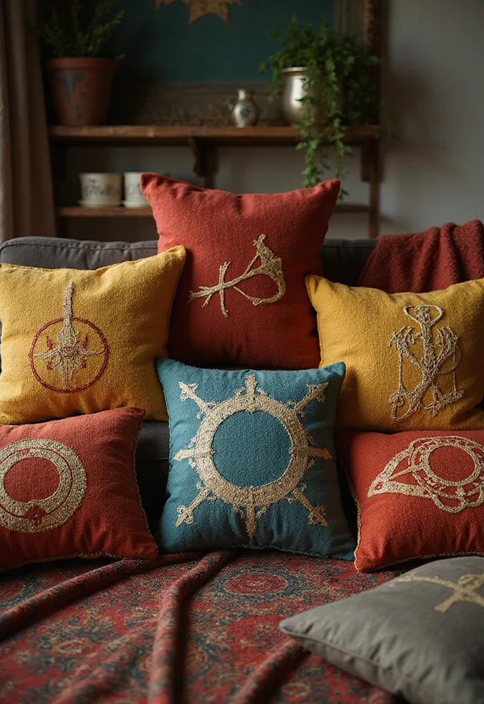 Lord of the Rings Home Decor: A Fantasy-Themed Guide with 20 Enchanted Styling Inspirations - 9. Thematic Throw Pillows
