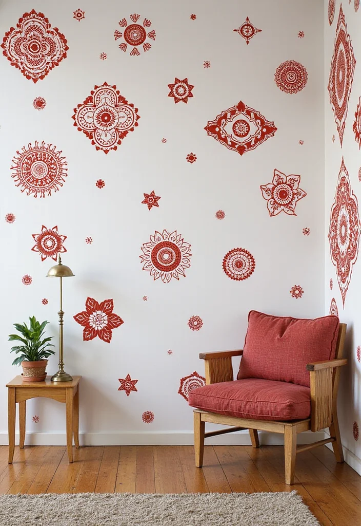 Mehendi Decor Ideas at Home: A Vibrant Guide with 18 Celebration-Inspired Concepts - 14. Mehendi Design Wall Decals