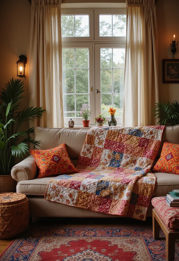 Mehendi Decor Ideas at Home: A Vibrant Guide with 18 Celebration-Inspired Concepts - 16. Mehendi Themed Quilts and Throws