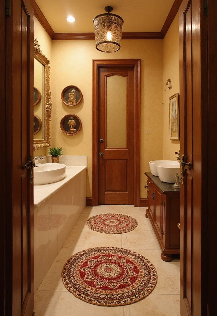 Mehendi Decor Ideas at Home: A Vibrant Guide with 18 Celebration-Inspired Concepts - 18. Mehendi Design Bath Mats