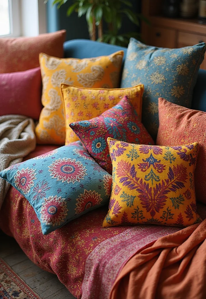 Mehendi Decor Ideas at Home: A Vibrant Guide with 18 Celebration-Inspired Concepts - 4. Henna-Inspired Cushion Covers