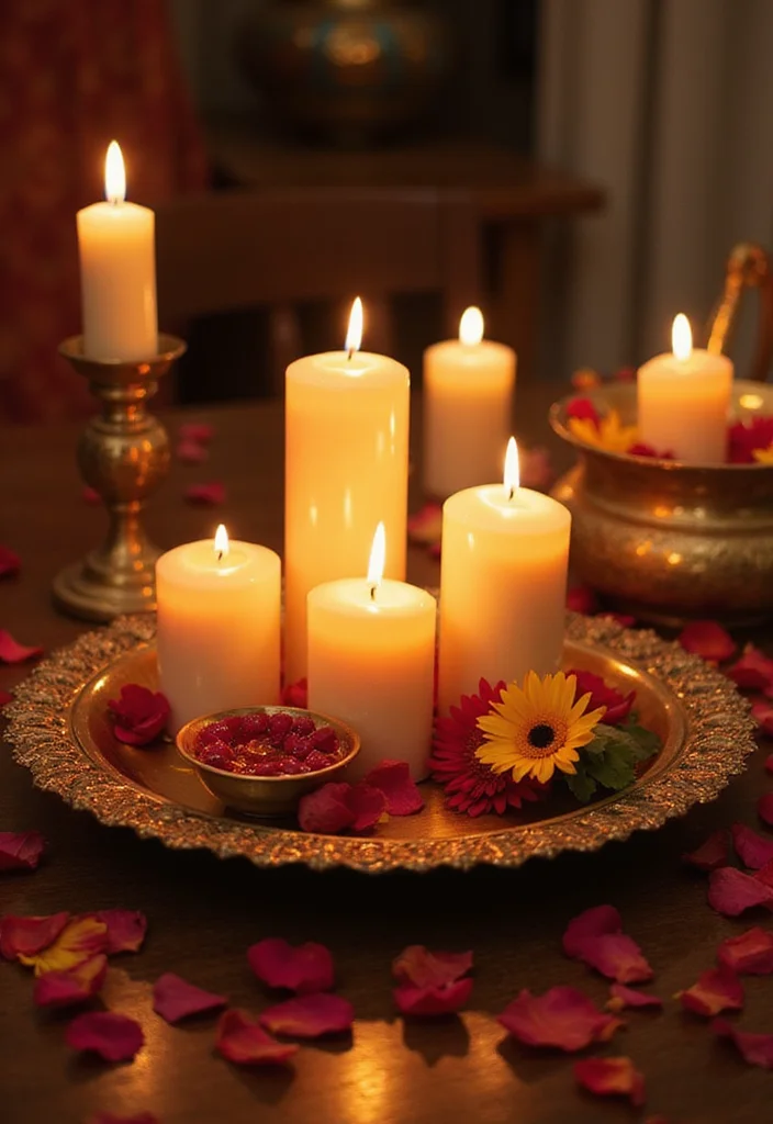 Mehendi Decor Ideas at Home: A Vibrant Guide with 18 Celebration-Inspired Concepts - 8. Mehendi Candle Centerpieces