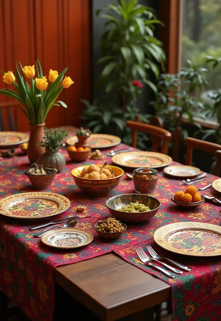 Mehndi Decor at Home Backdrops: A Colorful Guide with 19 Celebration-Ready Inspirations - 11. Colorful Mehndi Table Settings