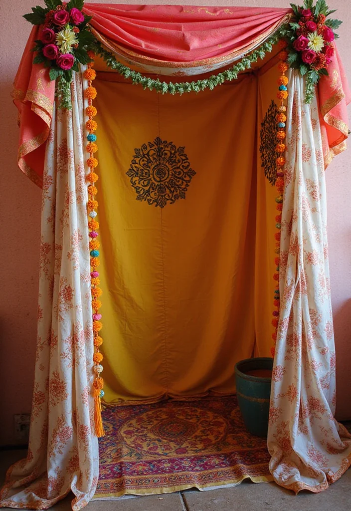 Mehndi Decor at Home Backdrops: A Colorful Guide with 19 Celebration-Ready Inspirations - 6. Mehndi-Inspired Photo Booth