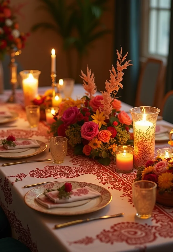 Mehndi Decor at Home Backdrops: A Colorful Guide with 19 Celebration-Ready Inspirations - 9. Mehndi-Themed Centerpieces