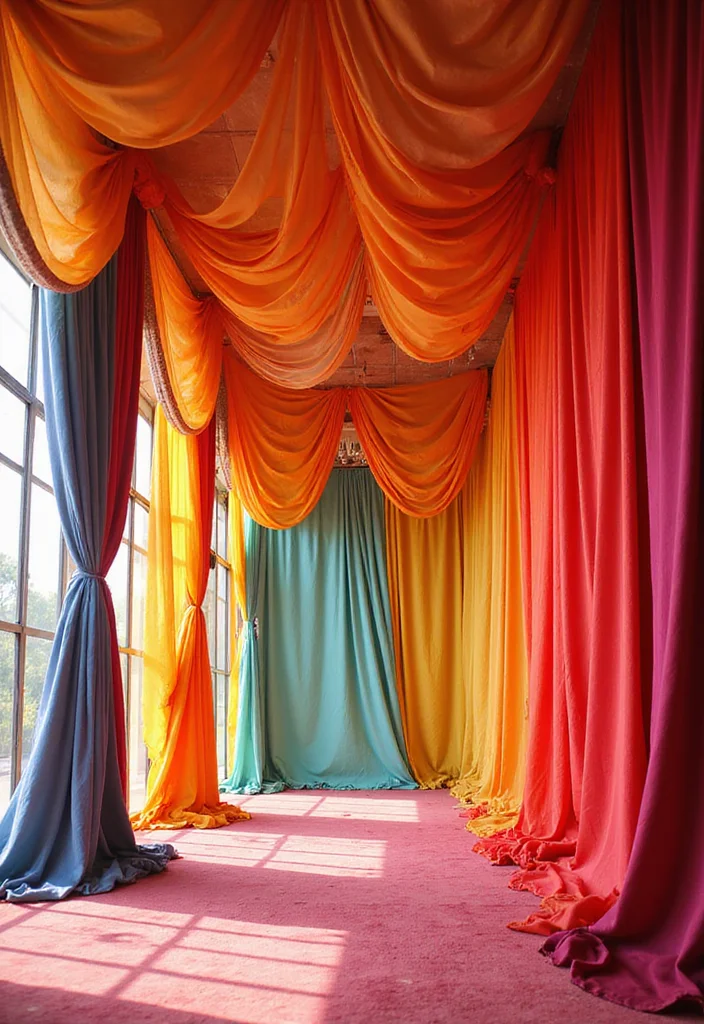 Mehndi Setup Decor at Home: A Festive Guide with 17 Stylish Setup Inspirations - 1. Colorful Drapes and Fabrics