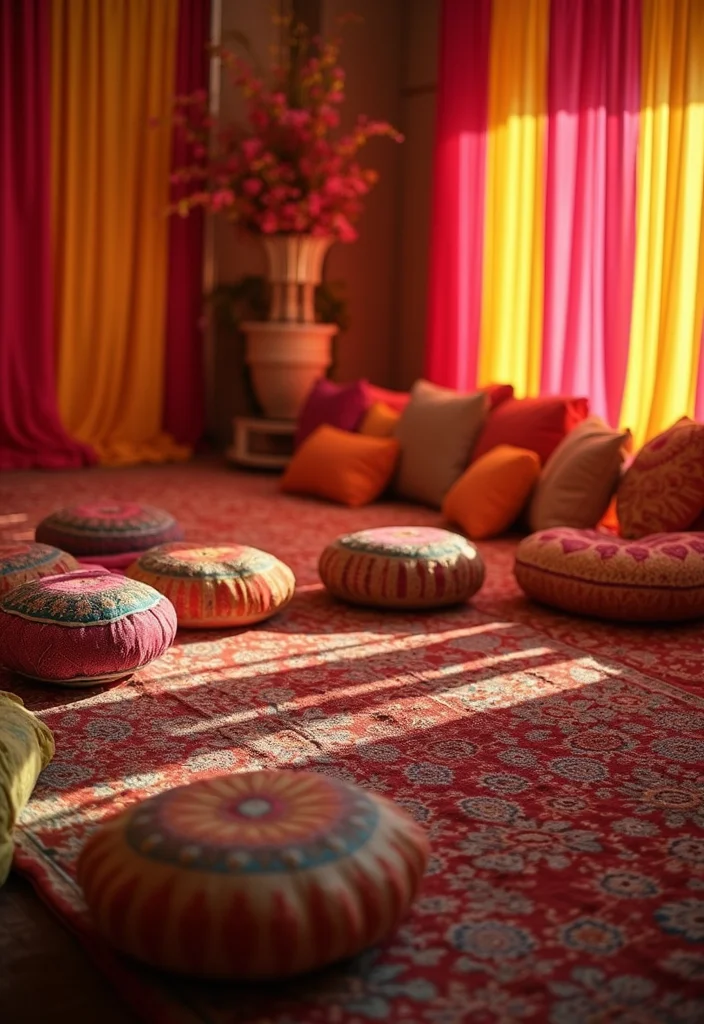 Mehndi Setup Decor at Home: A Festive Guide with 17 Stylish Setup Inspirations - 6. Creative Seating Arrangements