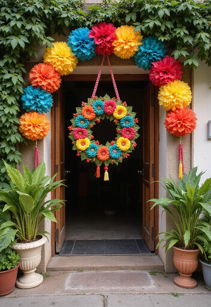 Moti Toran for Home Decor: A Traditional Guide with 17 Festive Doorway Inspirations - 2. Floral Fusion