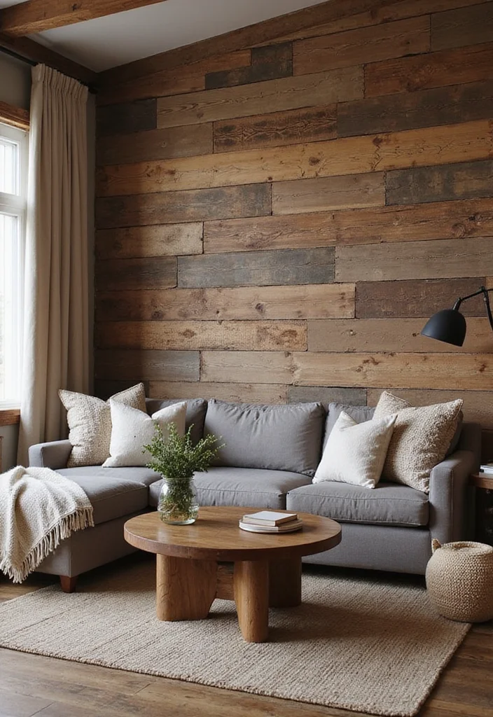 Rustic Home Decor Living Room: A Warm Guide with 19 Farmhouse-Style Inspirations - 11. Accent Walls