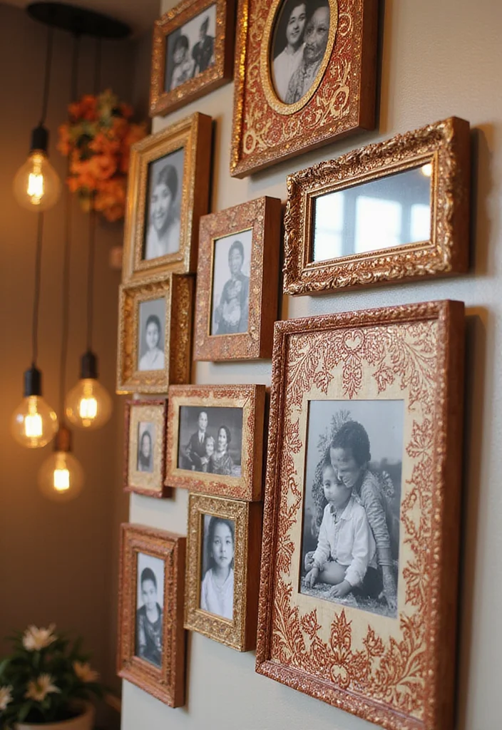 Simple Mehndi Decor at Home: A Subtle Guide with 17 Elegant Festive Inspirations - 10. Mehndi-Themed Photo Frames
