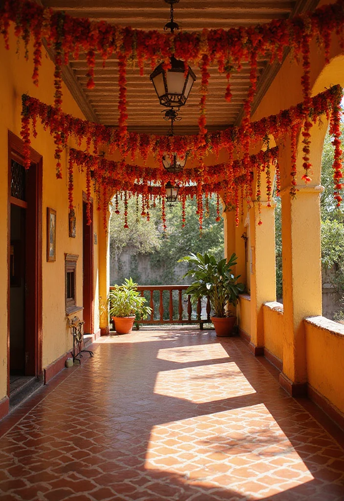 Simple Mehndi Decor at Home: A Subtle Guide with 17 Elegant Festive Inspirations - 13. Mehndi-Inspired Garlands