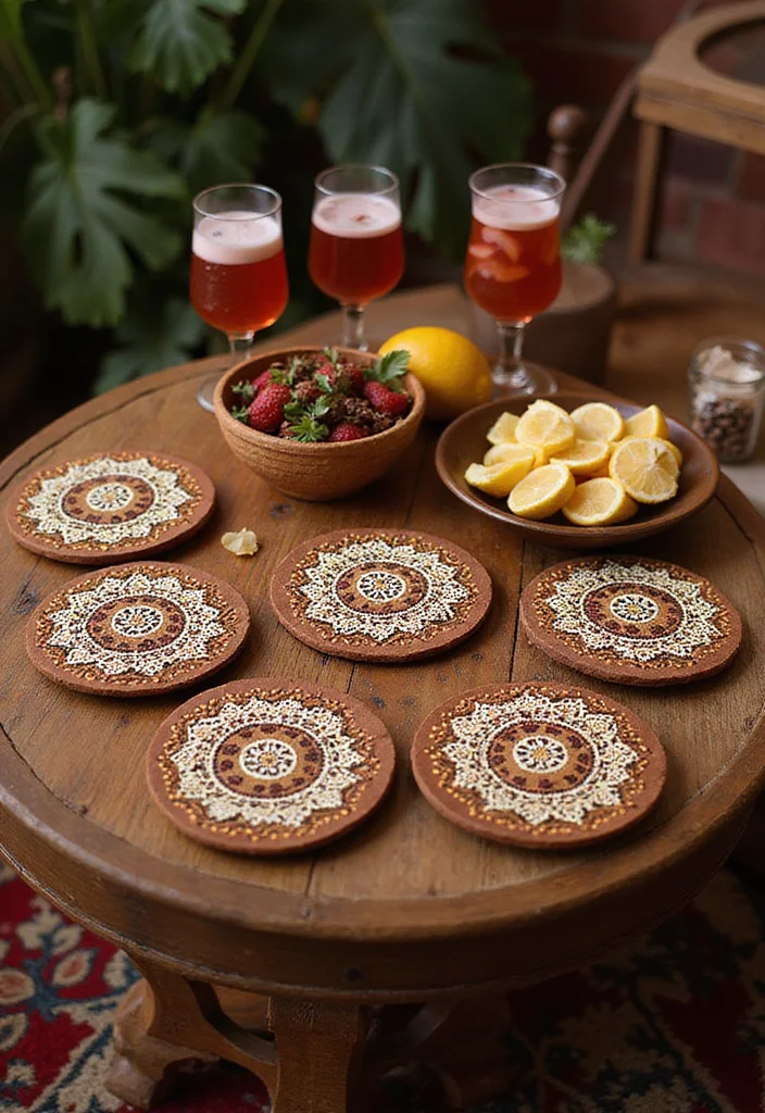 Simple Mehndi Decor at Home: A Subtle Guide with 17 Elegant Festive Inspirations - 8. Mehndi Coasters