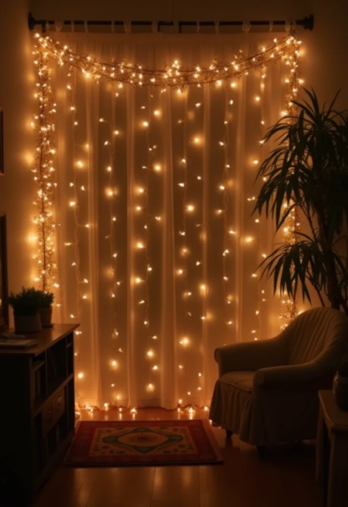 Simple Nikkah Decor at Home: A Graceful Guide with 18 Minimal Wedding Inspirations - 2. Soft Lighting with Fairy Lights