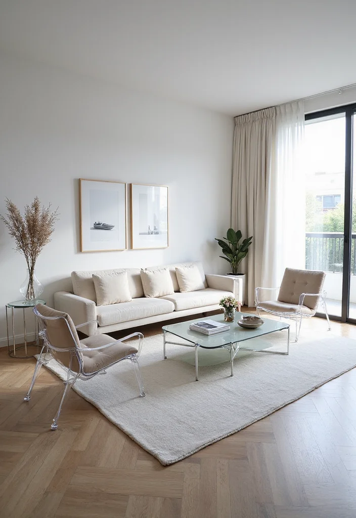 Small Space Home Decor Ideas: A Compact Living Guide with 20 Space-Savvy Inspirations - 13. Transparent Furniture: Light and Airy