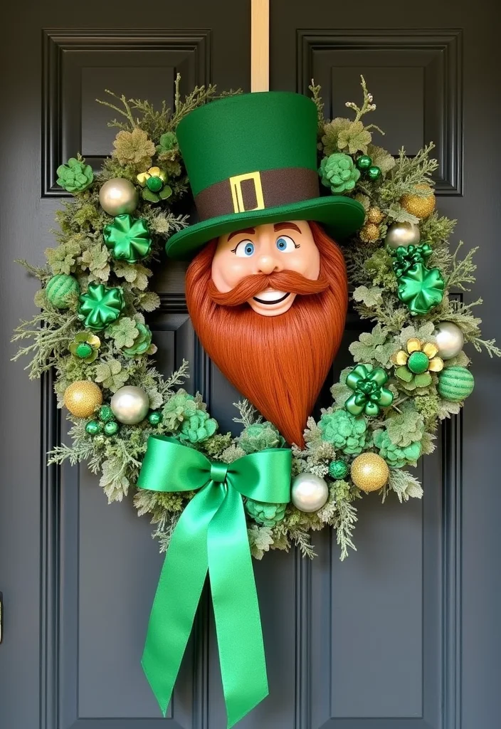 St Patrick's Day Home Decor DIY: A Playful Guide with 20 Lucky-Themed Inspirations - 2. Lucky Leprechaun Door Wreath
