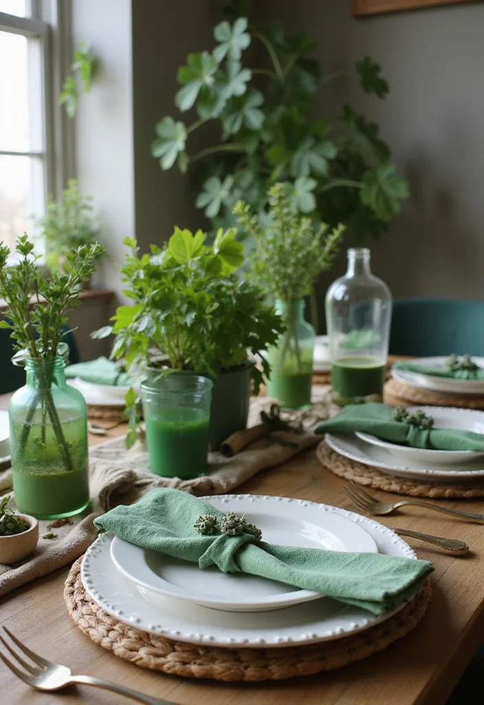 St Patrick's Day Home Decor DIY: A Playful Guide with 20 Lucky-Themed Inspirations - 20. Eco-Friendly Table Setting