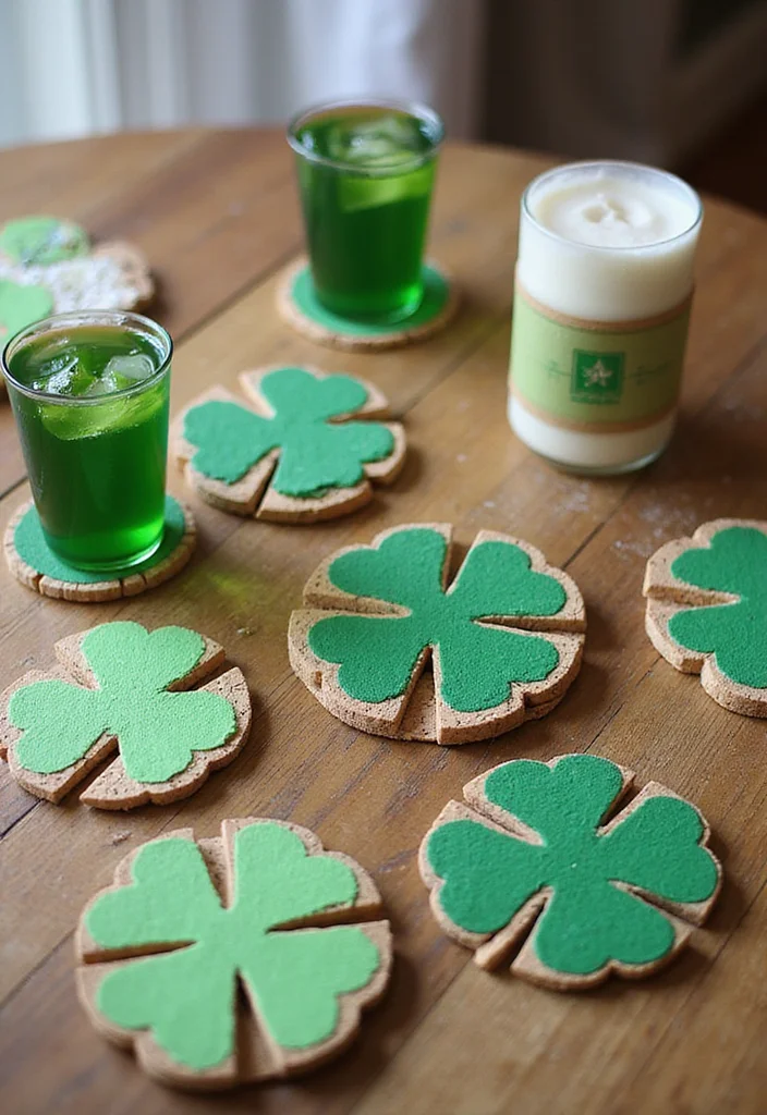 St Patrick's Day Home Decor DIY: A Playful Guide with 20 Lucky-Themed Inspirations - 4. Clover Coasters