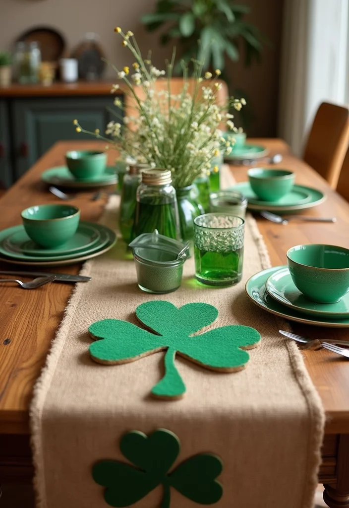 St Patrick's Day Home Decor DIY: A Playful Guide with 20 Lucky-Themed Inspirations - 6. Shamrock Table Runner