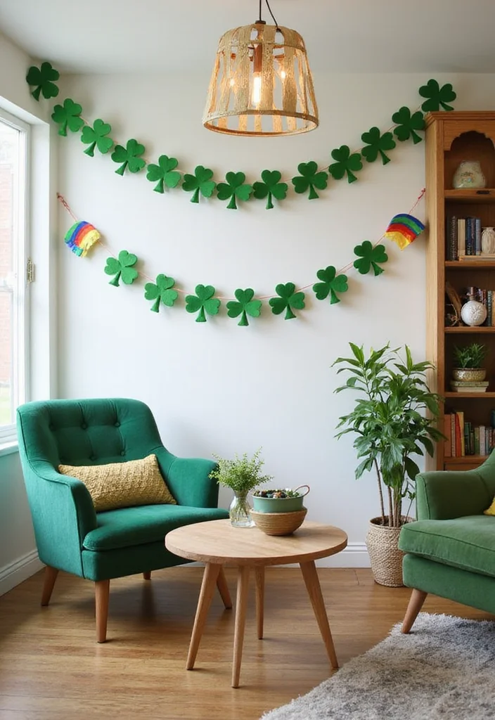 St Patrick's Day Home Decor DIY: A Playful Guide with 20 Lucky-Themed Inspirations - 8. Green Felt Garland