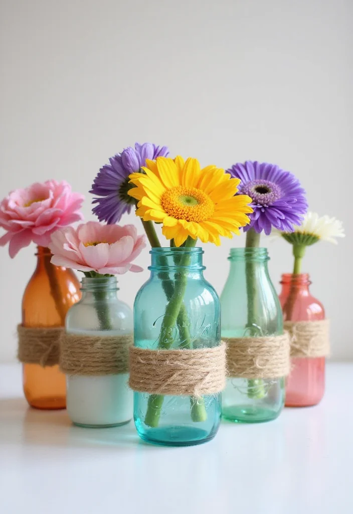 Thrifted Home Decor DIY Ideas: A Budget-Friendly Guide with 18 Upcycled Styling Inspirations - 2. Upcycled Glass Jar Vases