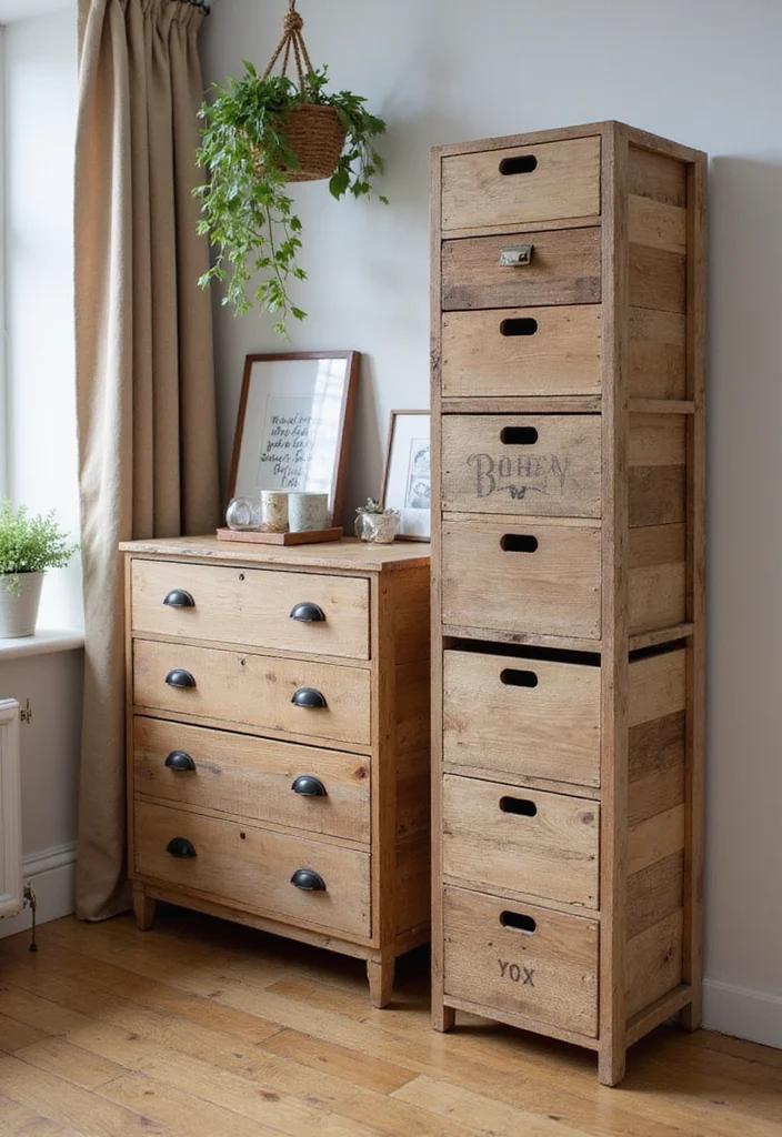 Thrifted Home Decor DIY Ideas: A Budget-Friendly Guide with 18 Upcycled Styling Inspirations - 8. Drawer and Crate Storage Solutions
