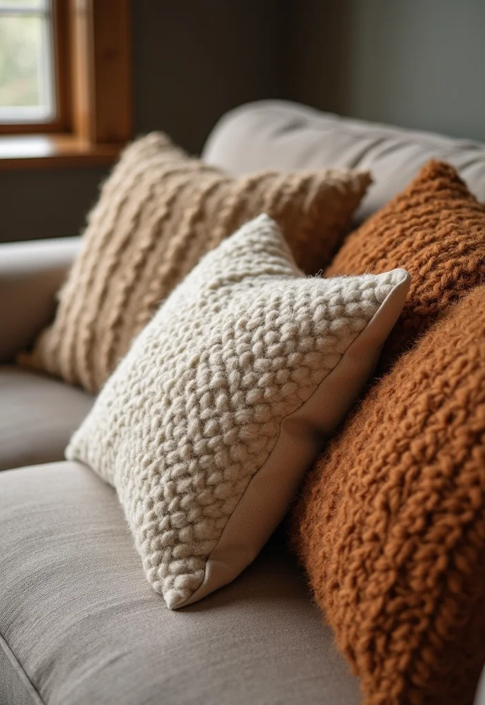 Western Home Decor Living Room: A Ranch-Inspired Guide with 19 Cozy Western Inspirations - 3. Textured Throw Pillows